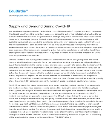 Supply and Demand During Covid-19