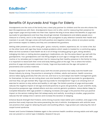 Benefits Of Ayurveda And Yoga For Elderly