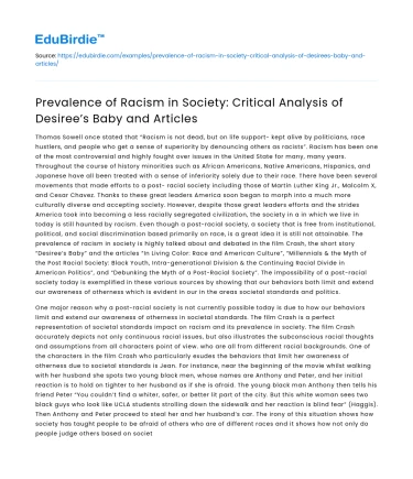 Racism in Society: Analysis of Desiree’s Baby and Articles