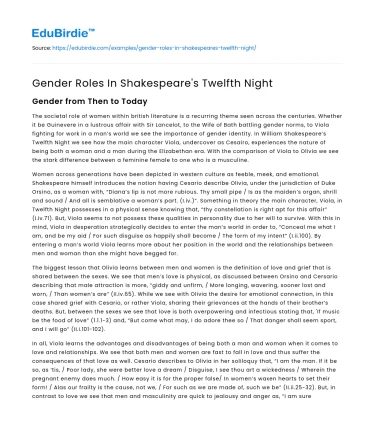 Gender Roles In Shakespeare’s Twelfth Night