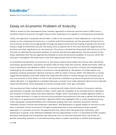 Essay on Economic Problem of Scarcity