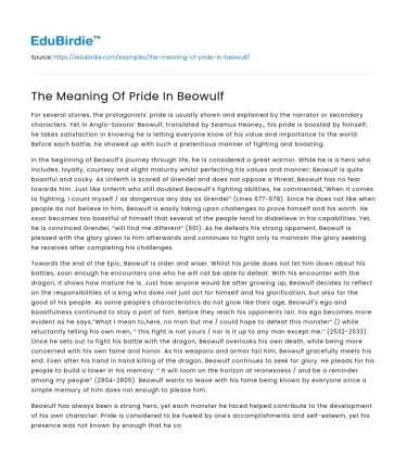 The Meaning Of Pride In Beowulf