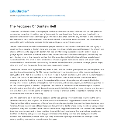 The Features Of Dante’s Hell