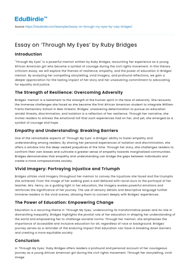 Essay on ‘Through My Eyes’ by Ruby Bridges