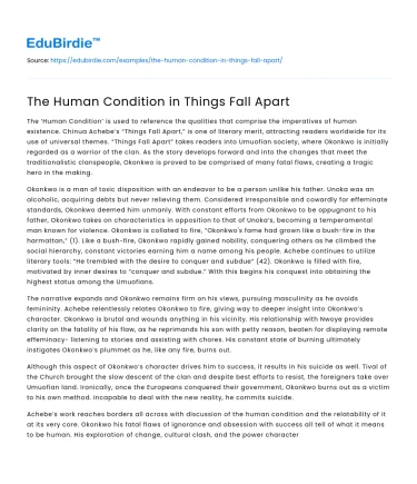 The Human Condition in Things Fall Apart