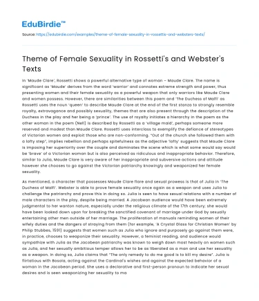 Theme of Female Sexuality in Rossetti’s and Webster’s Texts