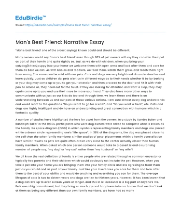 Man’s Best Friend: Narrative Essay