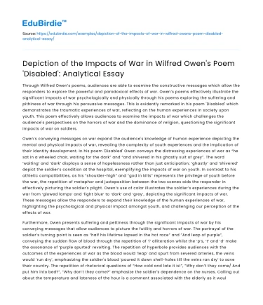 War’s Impact in Wilfred Owen’s ‘Disabled’