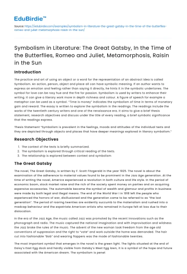 Symbolism in Literature: The Great Gatsby and Romeo and Juliet