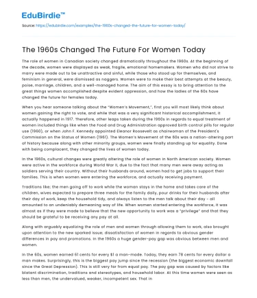 The 1960s Changed The Future For Women Today