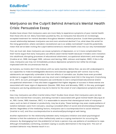 Marijuana and America’s Mental Health Crisis