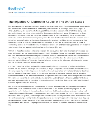 The Injustice Of Domestic Abuse In The United States