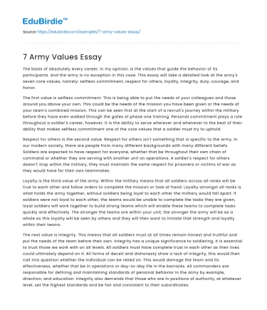 7 Army Values Essay