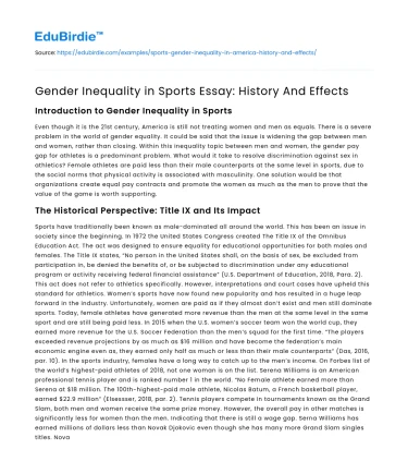 Gender Inequality in Sports Essay: History And Effects