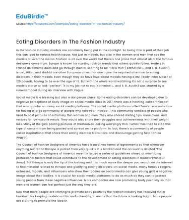 Eating Disorders In The Fashion Industry