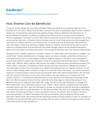 How Shame Can Be Beneficial