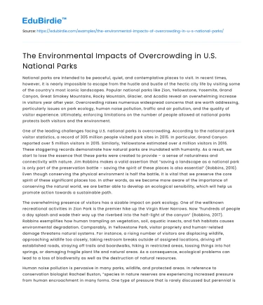 The Environmental Impacts of Overcrowding in U.S. National Parks