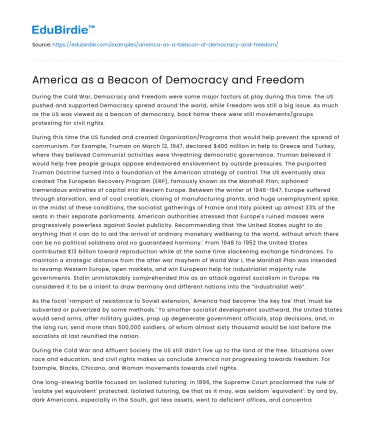 America as a Beacon of Democracy and Freedom