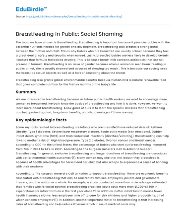 Breastfeeding In Public: Social Shaming