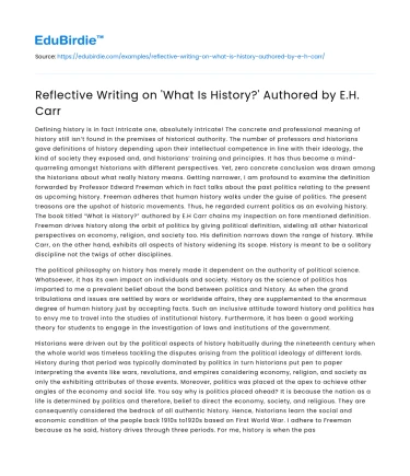 History through E.H. Carr’s Lens