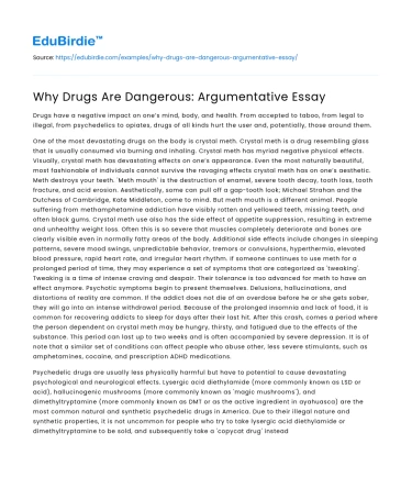 Why Drugs Are Dangerous: Argumentative Essay