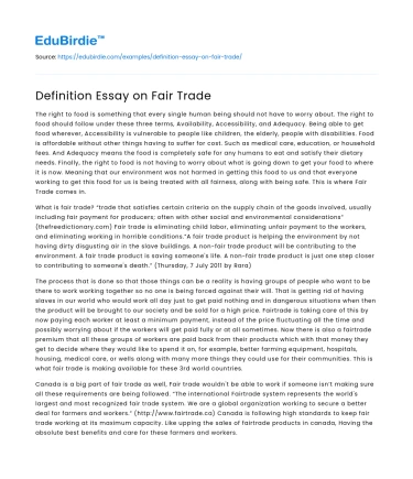 Fair Trade: Principles and Impact