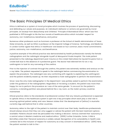 The Basic Principles Of Medical Ethics