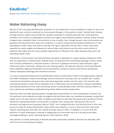 Water Rationing Essay