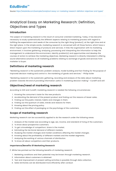 Marketing Research: Definition, Objectives and Types