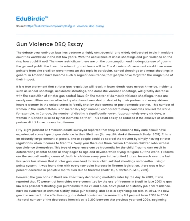 Gun Violence DBQ Essay