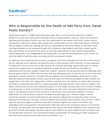 Who Is Responsible for the Death of Neil Perry from ‘Dead Poets Society’?