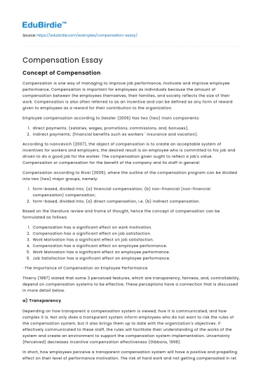 Compensation Essay