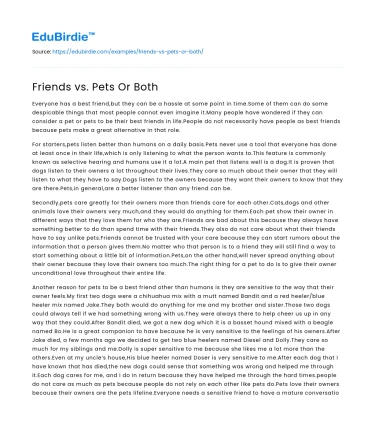 Friends vs. Pets Or Both