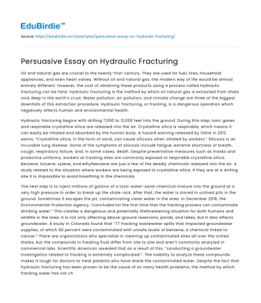 Persuasive Essay on Hydraulic Fracturing
