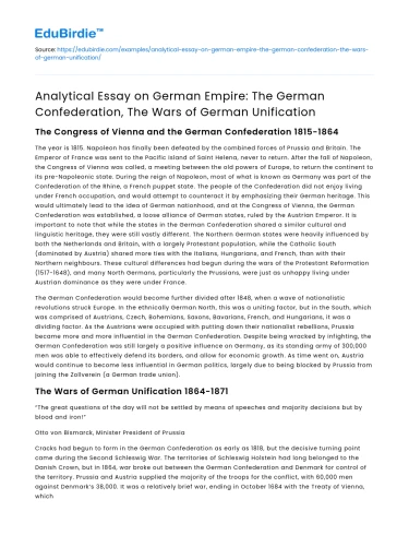 German Empire: Confederation & Wars of Unification