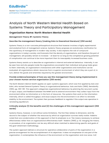 Systems Theory and Participatory Management in Mental Health