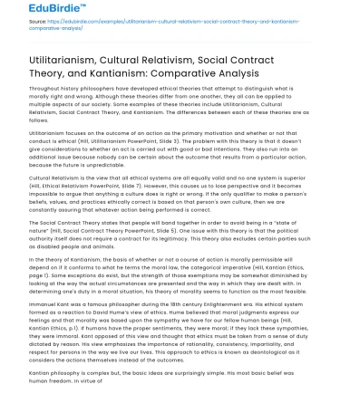 Comparing Utilitarianism, Relativism, Social Contract, Kantianism