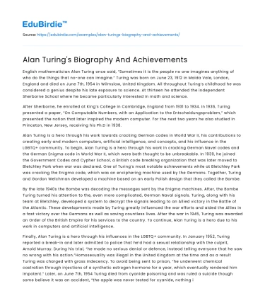 Alan Turing’s Biography And Achievements