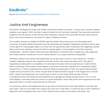 Justice And Forgiveness