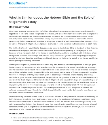 What Is Similar about the Hebrew Bible and the Epic of Gilgamesh
