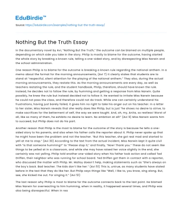Nothing But the Truth Essay