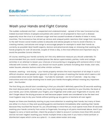 Wash your Hands and Fight Corona