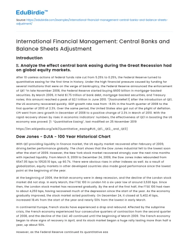 Int’l Financial Mgmt: Central Banks & Balance Sheet Adjustment