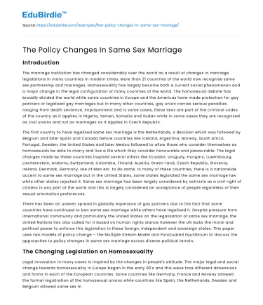 The Policy Changes In Same Sex Marriage