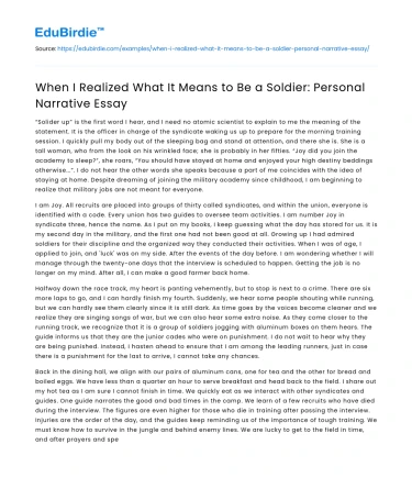 When I Realized What It Means to Be a Soldier