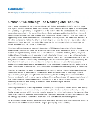 Church Of Scientology: The Meaning And Features
