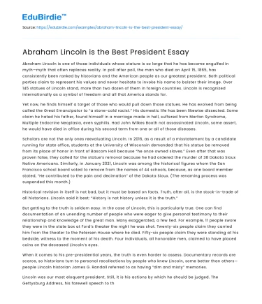 Abraham Lincoln is the Best President Essay