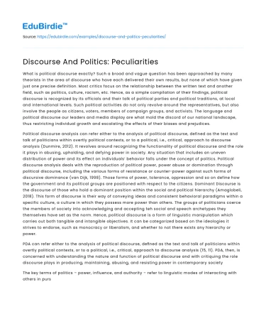 Discourse And Politics: Peculiarities
