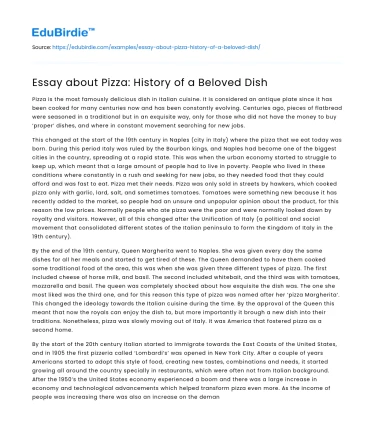 Essay about Pizza: History of a Beloved Dish