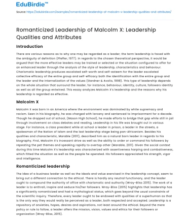 Romanticized Leadership of Malcolm X: Leadership Qualities and Attributes